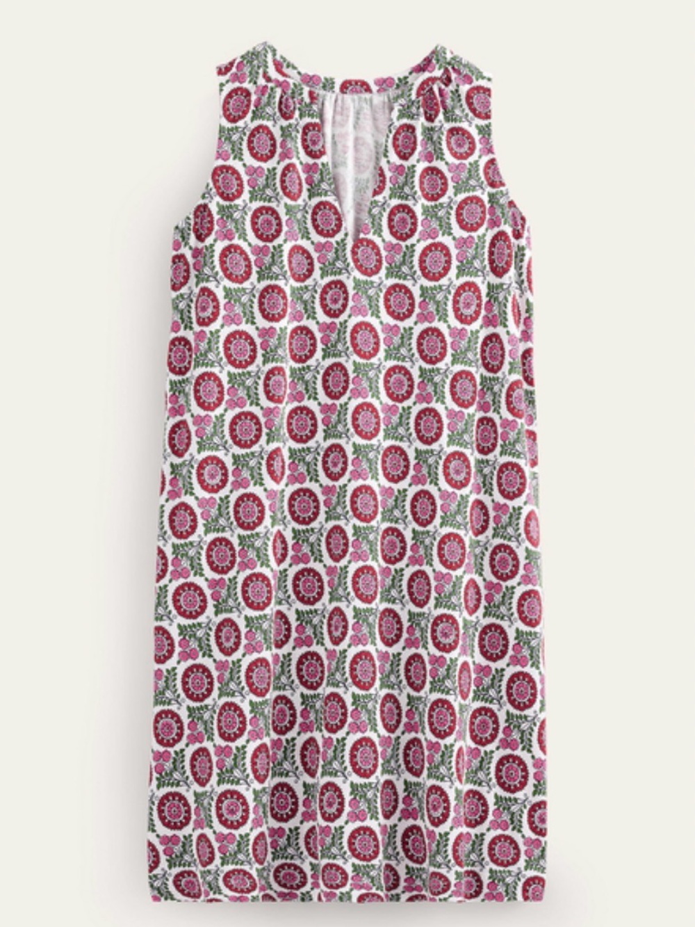 Boden Notch-neck Jersey Dress Gin Fizz, Sunflower Sprig Women